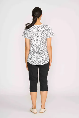 Model wearing Black Pant - 3/4, Scoop Cuff By Esplanade Available at Beetees Nelson